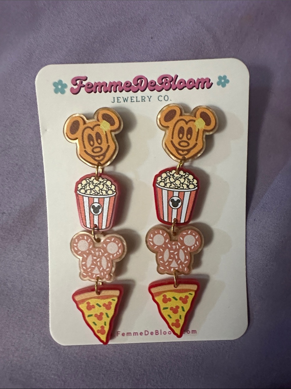 FemmeDeBloom Mouse Snacks Tiered Acrylic Drop Earrings